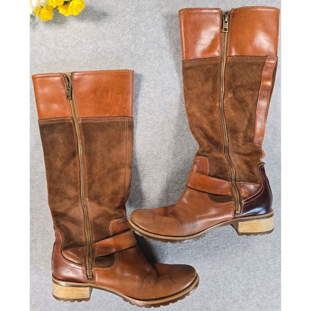 Timberland Tall Riding Boots Womens 8 Bethel Suede Leather Suede Lug Sole Boho